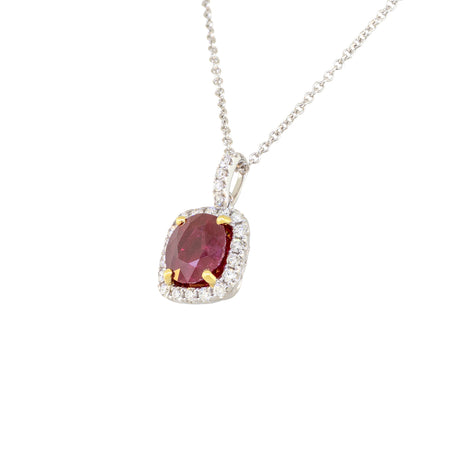 18kt White Gold & Yellow Gold Ruby and Diamonds Pendant