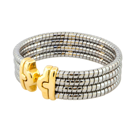 18kt Yellow Gold and Stainless Steel Bvlgari Cuff Bracelet