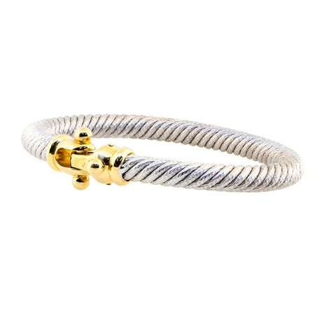 18kt White & Yellow Gold Fancy Bangle Bracelet