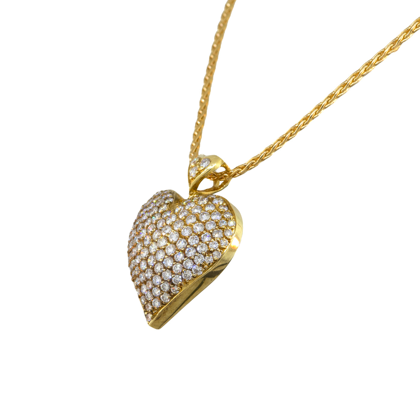 18kt Yellow Gold Puff Diamond Heart Pendant
