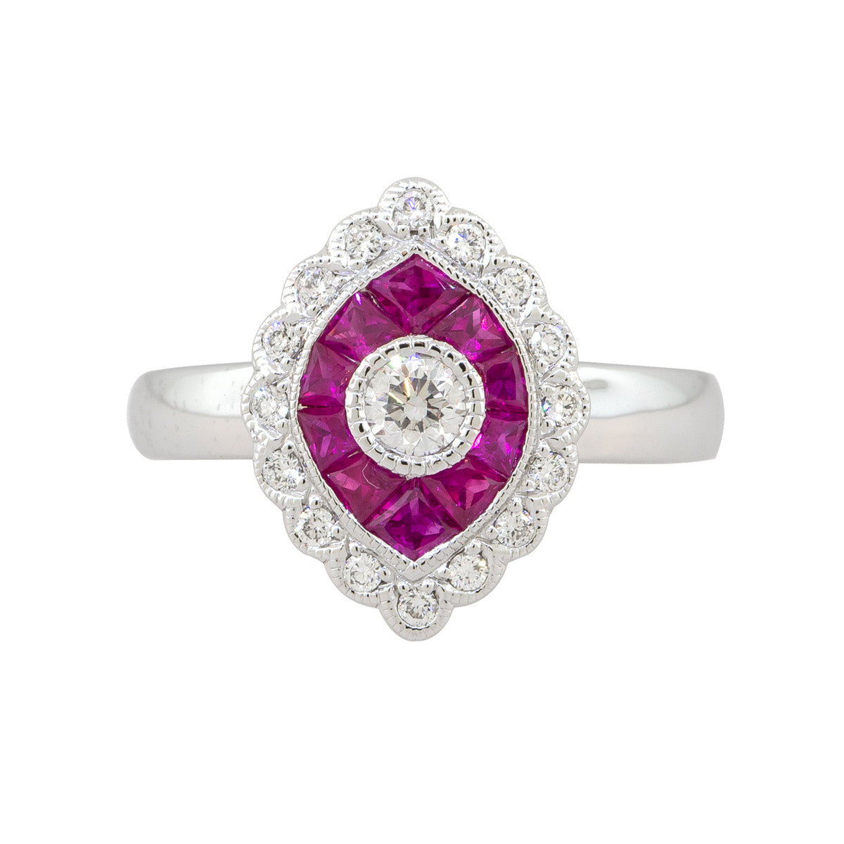 18kt White Gold Ruby & Diamond ring