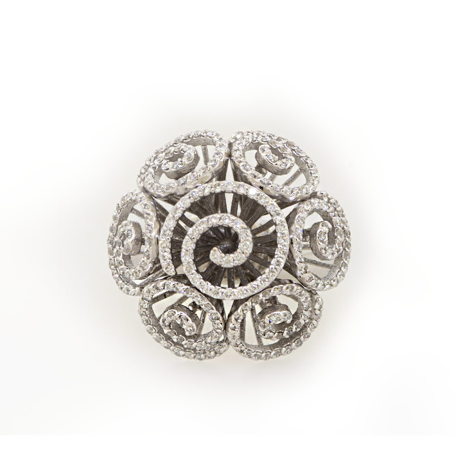 14KW 12.81gm Domed Diamond Swirl Ring