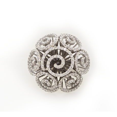 14KW 12.81gm Domed Diamond Swirl Ring