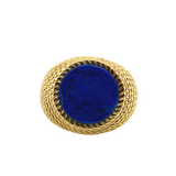 18KY 24.40gm Blue Lapis Ring w/ Rope Pattern