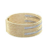 14K White & Yellow Gold Bujukan Bead Diamond Cuff Bracelet