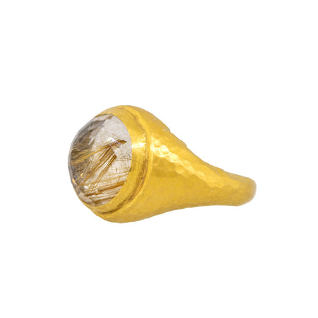 24kt Gold and Sterling Silver Rutile Quartz Ring