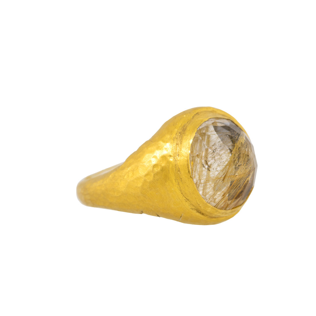 24kt Gold and Sterling Silver Rutile Quartz Ring