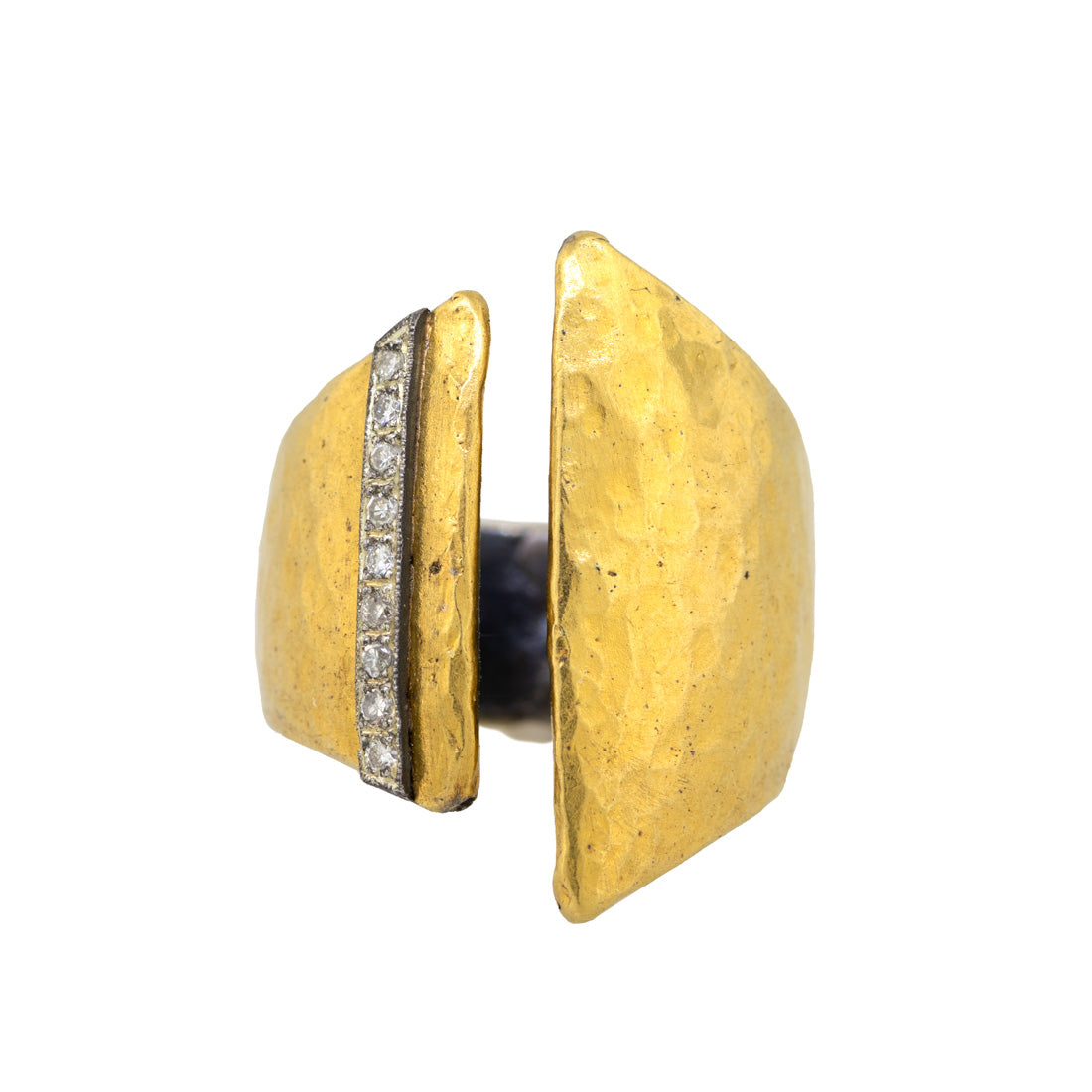 24kt Gold and Sterling Silver Wide Band with Diamonds