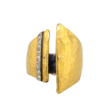 24kt Gold and Sterling Silver Wide Band with Diamonds