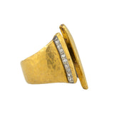 24kt Gold and Sterling Silver Wide Band with Diamonds