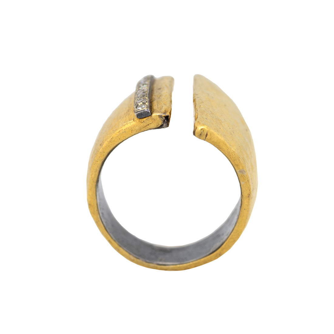 24kt Gold and Sterling Silver Wide Band with Diamonds