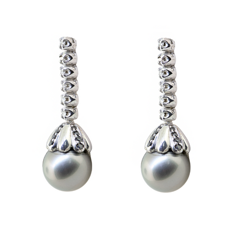 18KW Tahitian Pearl & Black and White Diamond Earrings