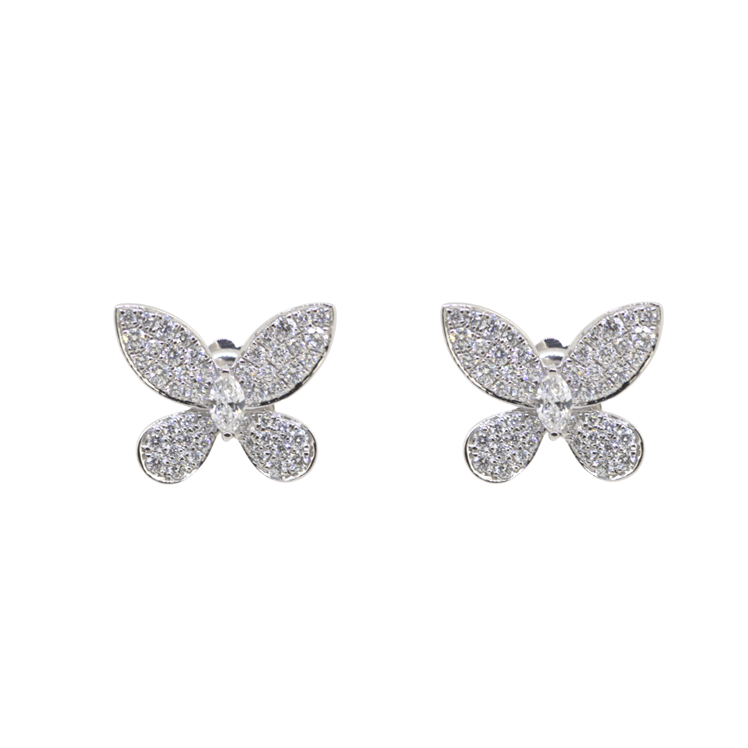 18KW Diamond Butterfly Earrings