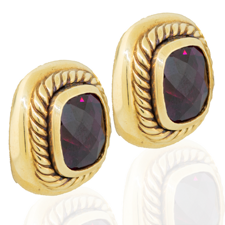 David Yurman Garnet Earrings 18KY