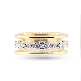 14K White & Yellow Gold 3 Row Diamond Ring