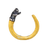 24kt Gold and Silver Open Ring with Ancient Lion Head