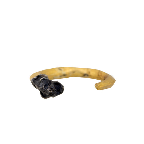24kt Gold and Silver Open Ring with Ancient Lion Head
