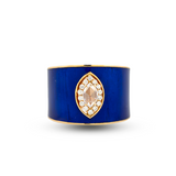 18KR Diamond Fashion Ring w/ Blue Enamel
