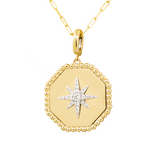 14KYW 5.40gm MOP & Diamond Medallion Pendant - Gabriel & Co.