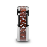 Jurassic Red Dinosaur Bone Inlaid Tungsten Carbide Beveled Edged Ring