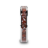 Jurassic Red Dinosaur Bone Inlaid Tungsten Carbide Beveled Edged Ring
