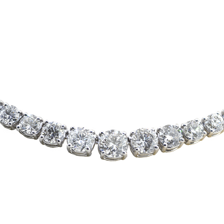 18KW 26.70gm Graduated Diamond Tennis Necklace