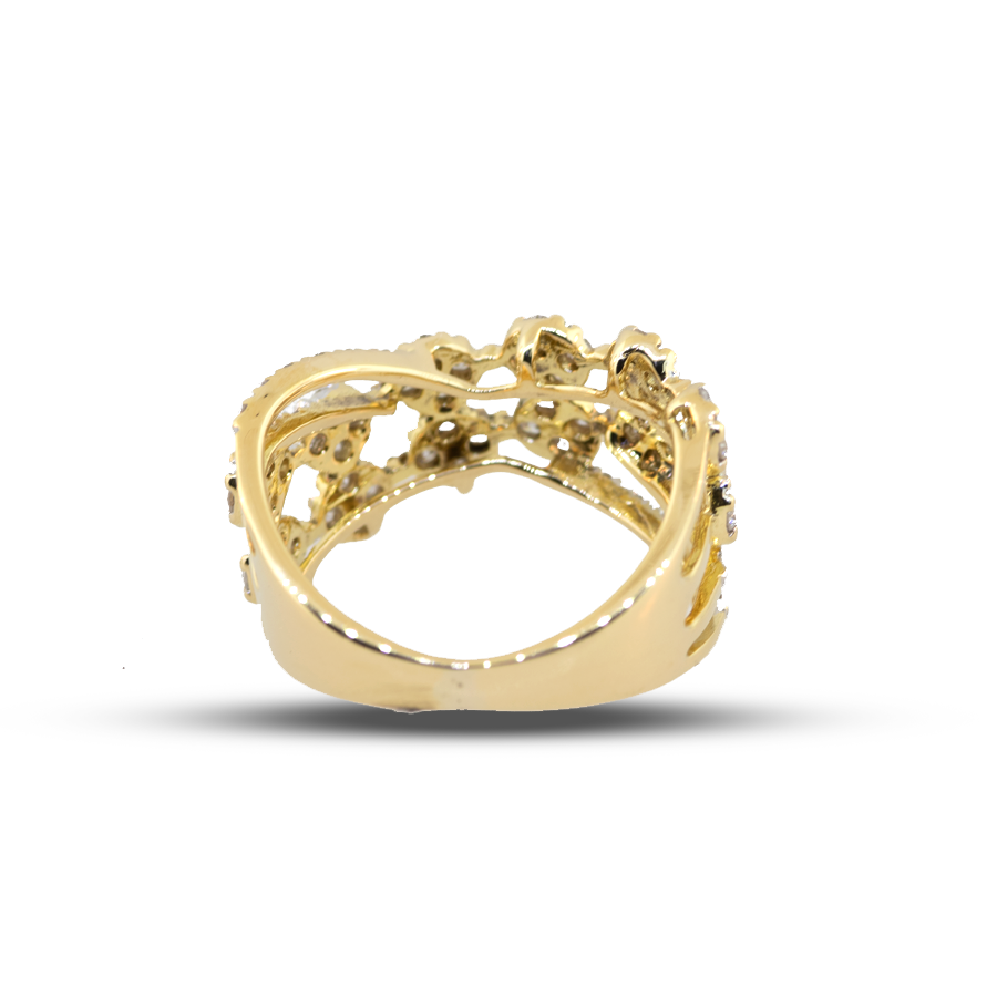 Fancy Diamond Criss-Cross Ring 18KY