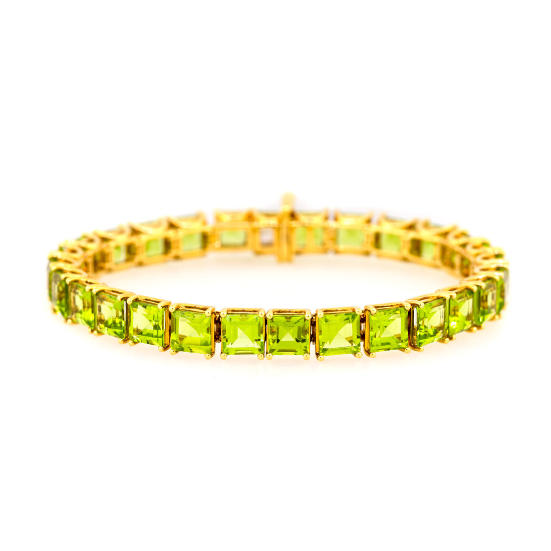 French Square Cut Peridot Straight-Line Bracelet