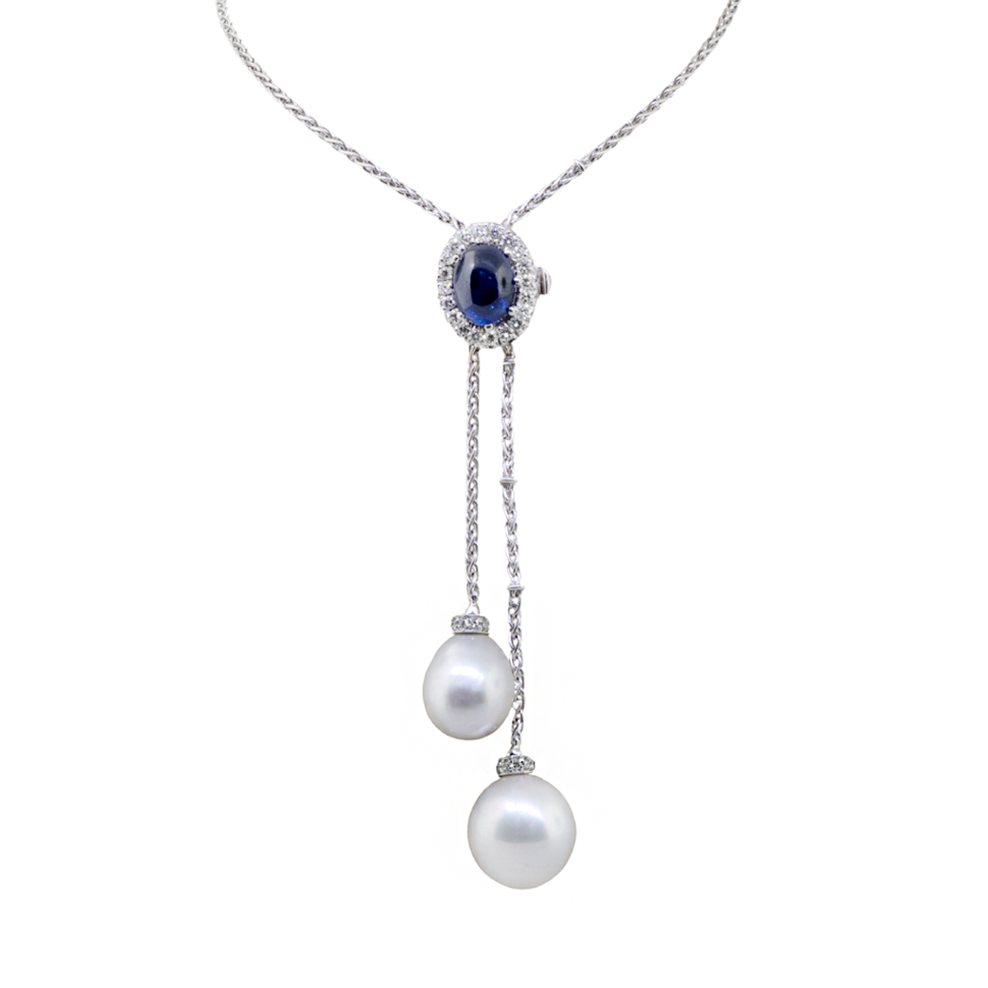 Blue sapphire 2025 pearl necklace