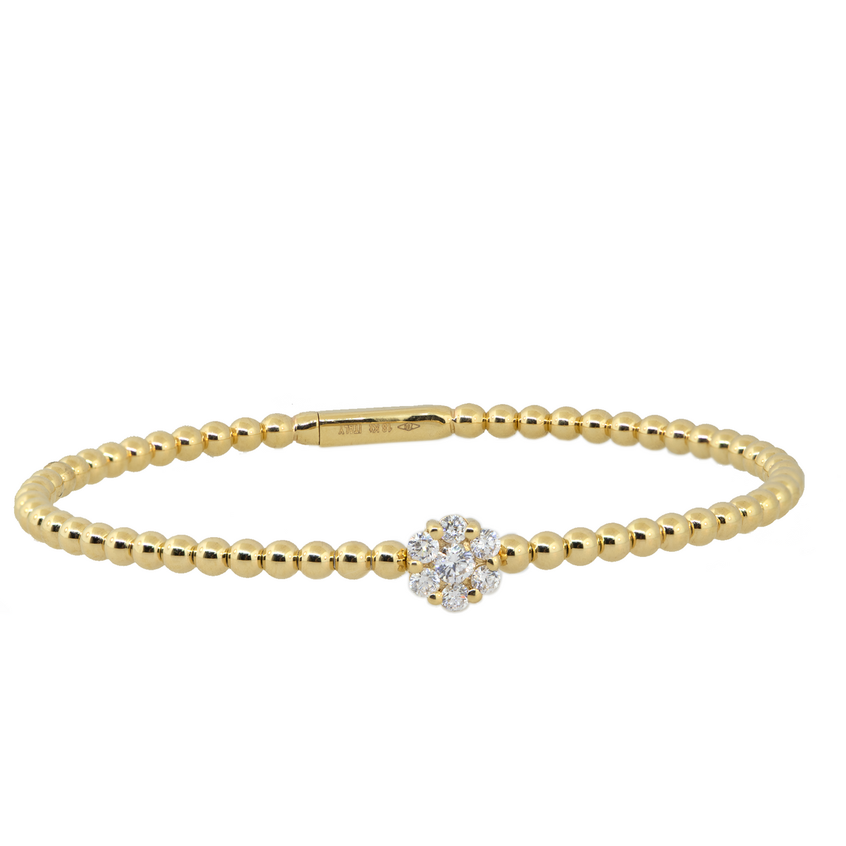 18KY 8.70gm Bangle Bracelet With One Diamond Cluster