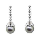 18KW Tahitian Pearl & Black and White Diamond Earrings