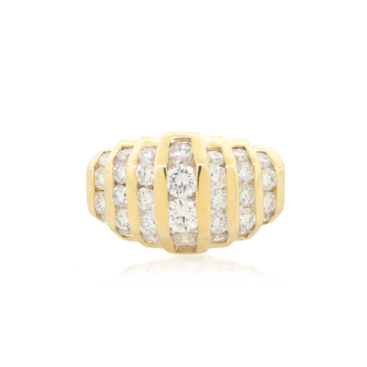14KY 9.20gm 7-Row Diamond Ring