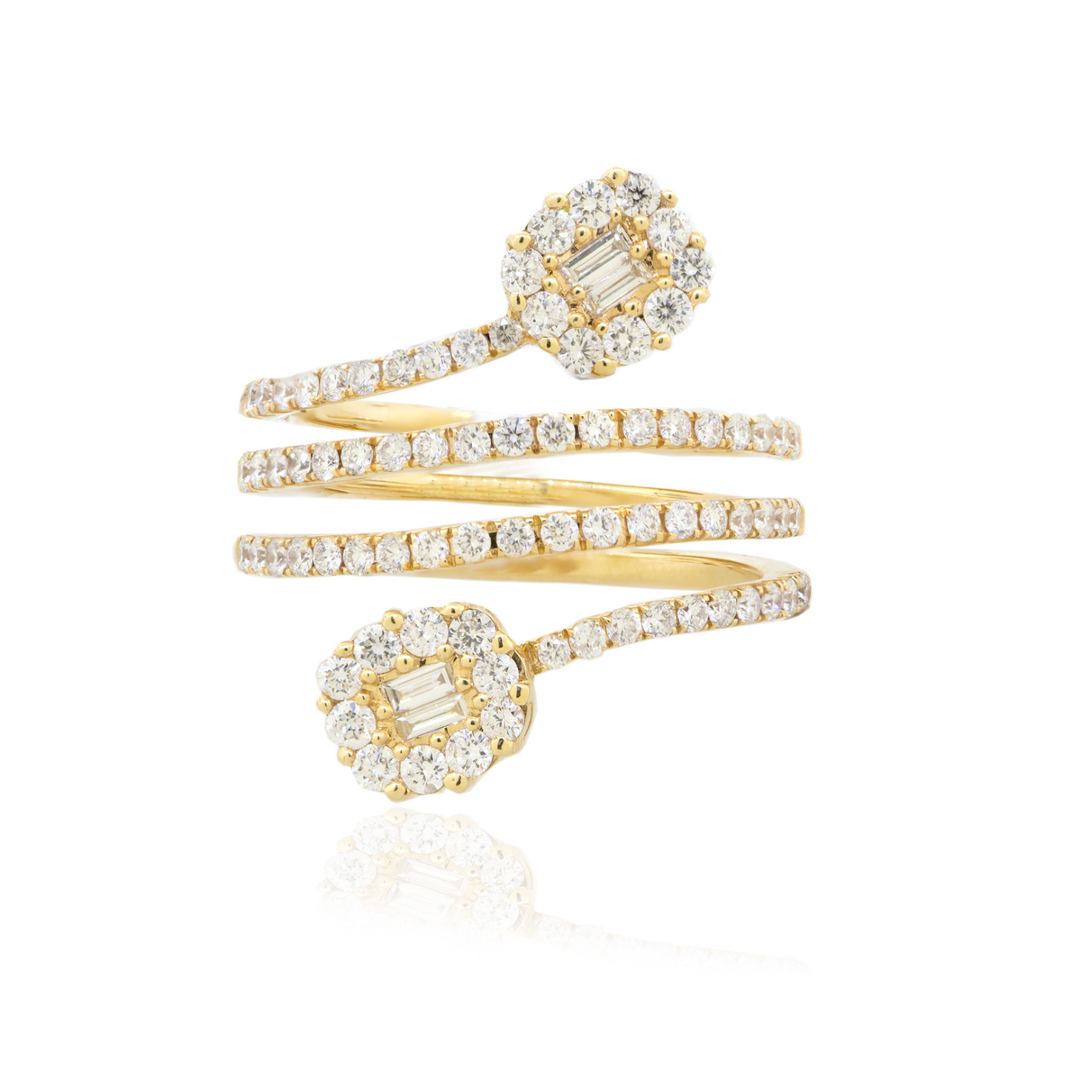 18K Yellow Gold Fancy Diamond Bypass Ring