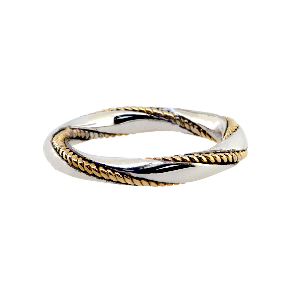 18K & Sterling Twisted Rope Stackable Ring by Gabriel & Co