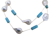 Baroque Pearls With Turquoise Beads