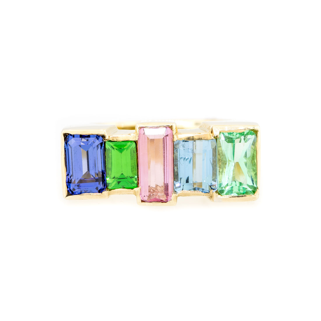 Jon Paul Original 14kt yellow Multicolor 5-Stone Step Ring