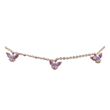 18K Rose Gold Pink Sapphire & Diamond Butterfly Necklace