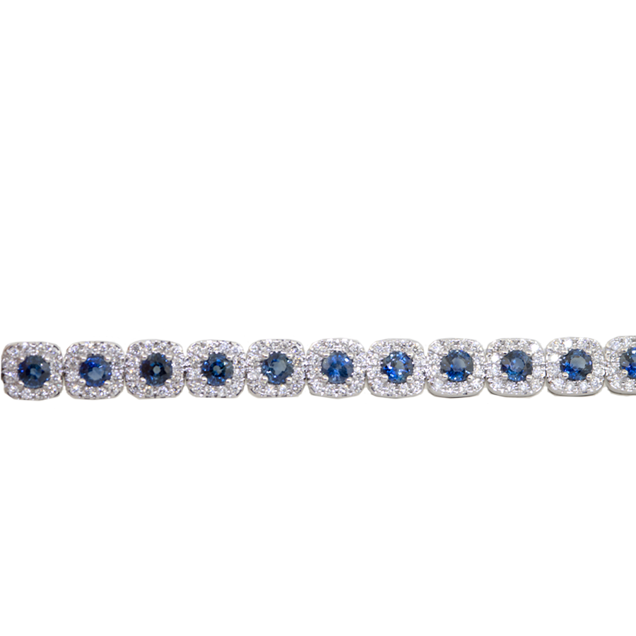 14K White Gold Sapphire & Diamond Fancy Bracelet