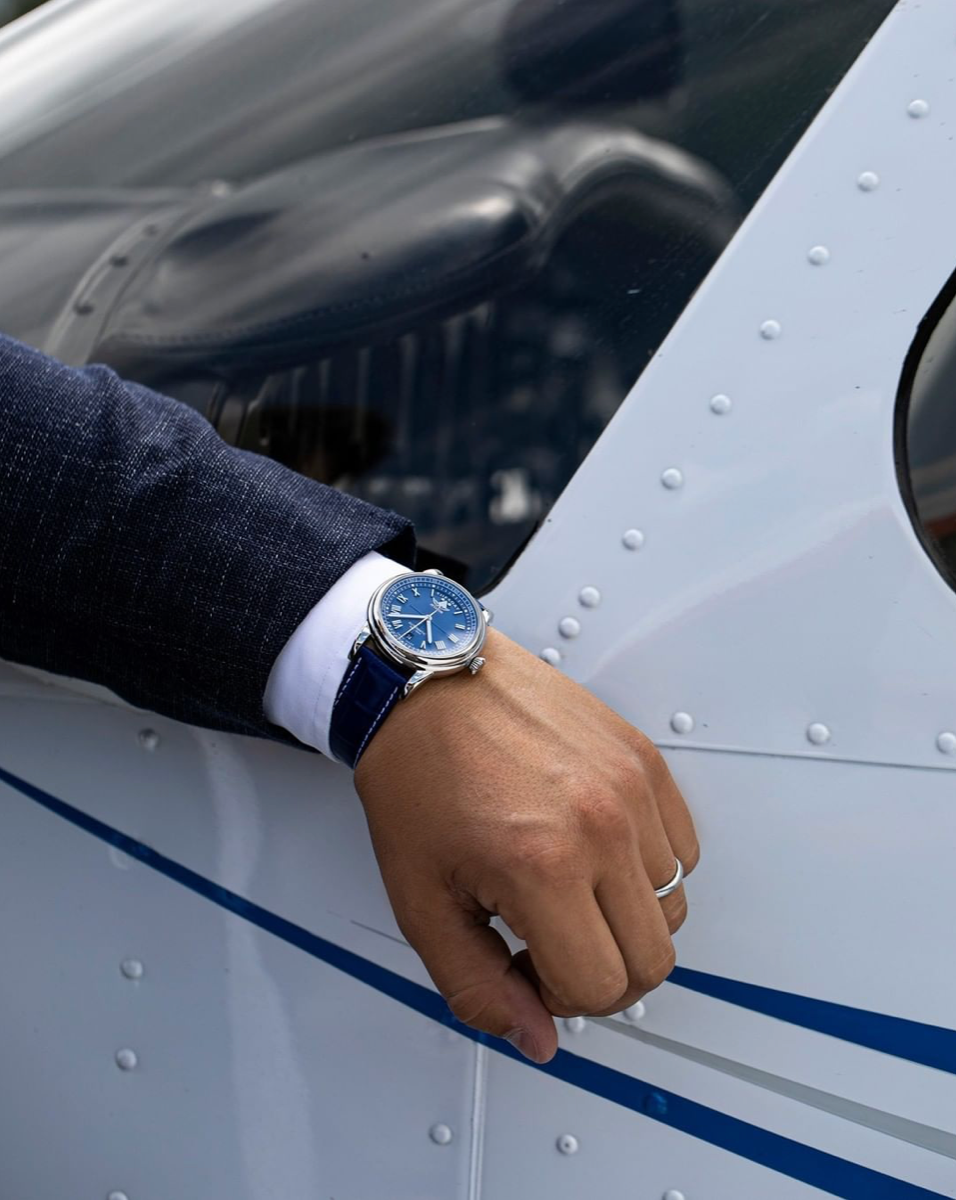 Aviator Douglas Day Date watch with leather strap