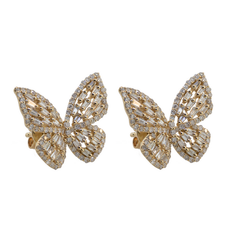 14KY 2.50gm Diamond Butterfly Earrings