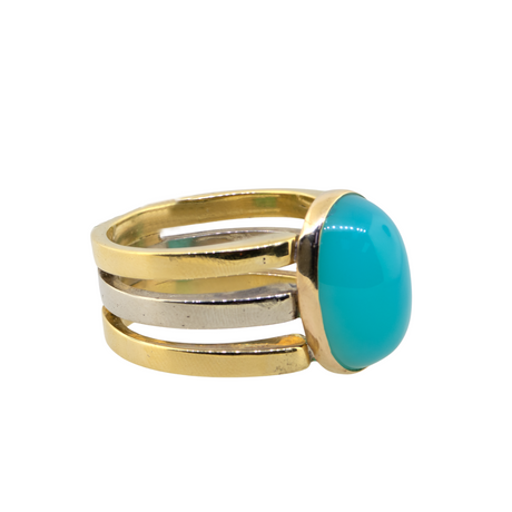 18K & Platinum Gentleman's Blue Opal Ring