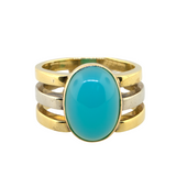 18K & Platinum Gentleman's Blue Opal Ring