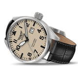 Aviator Airacobra P42 watch with brown leather strap