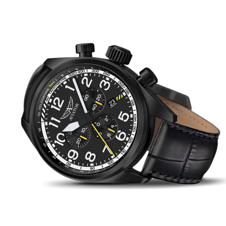 Aviator Airacobra P45 Chrono with black leather strap