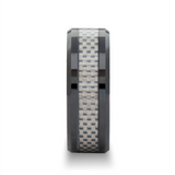 Mystique Beveled Ceramic Ring with White Carbon Fiber Inlaid