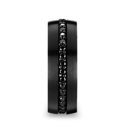 Valiant Black Tungsten Ring With Black Sapphires