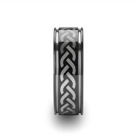 Kilmore Celtic Pattern Black Tungsten Carbide Ring