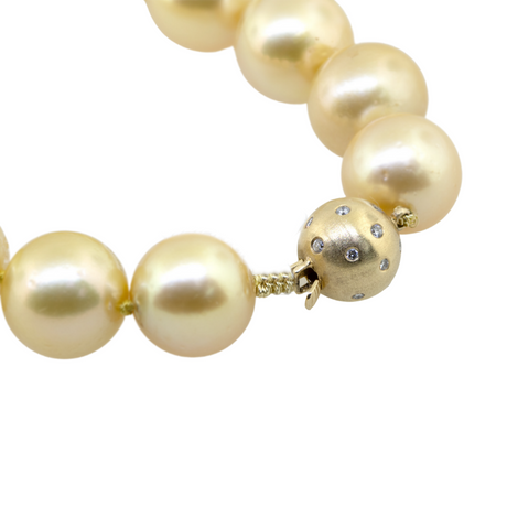 Golden South Sea Pearl Necklace with Diamond Clasp