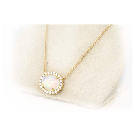 Opal & Diamond Pendant Necklace