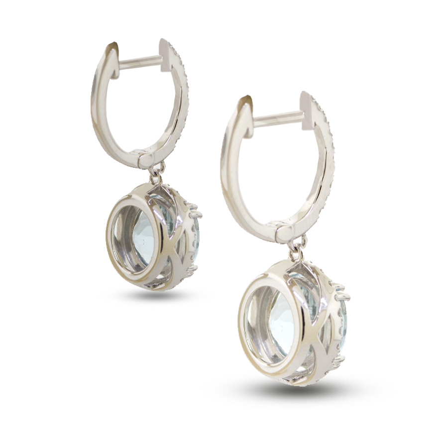 Aquamarine & Diamond Dangle Earrings
